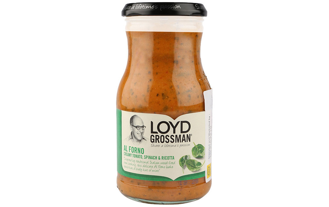 Loyd Grossman Al Forno Creamy Tomato, Spinach & Ricotta   Glass Bottle  350 grams